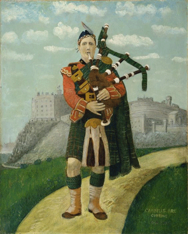 Scottish naive art piper